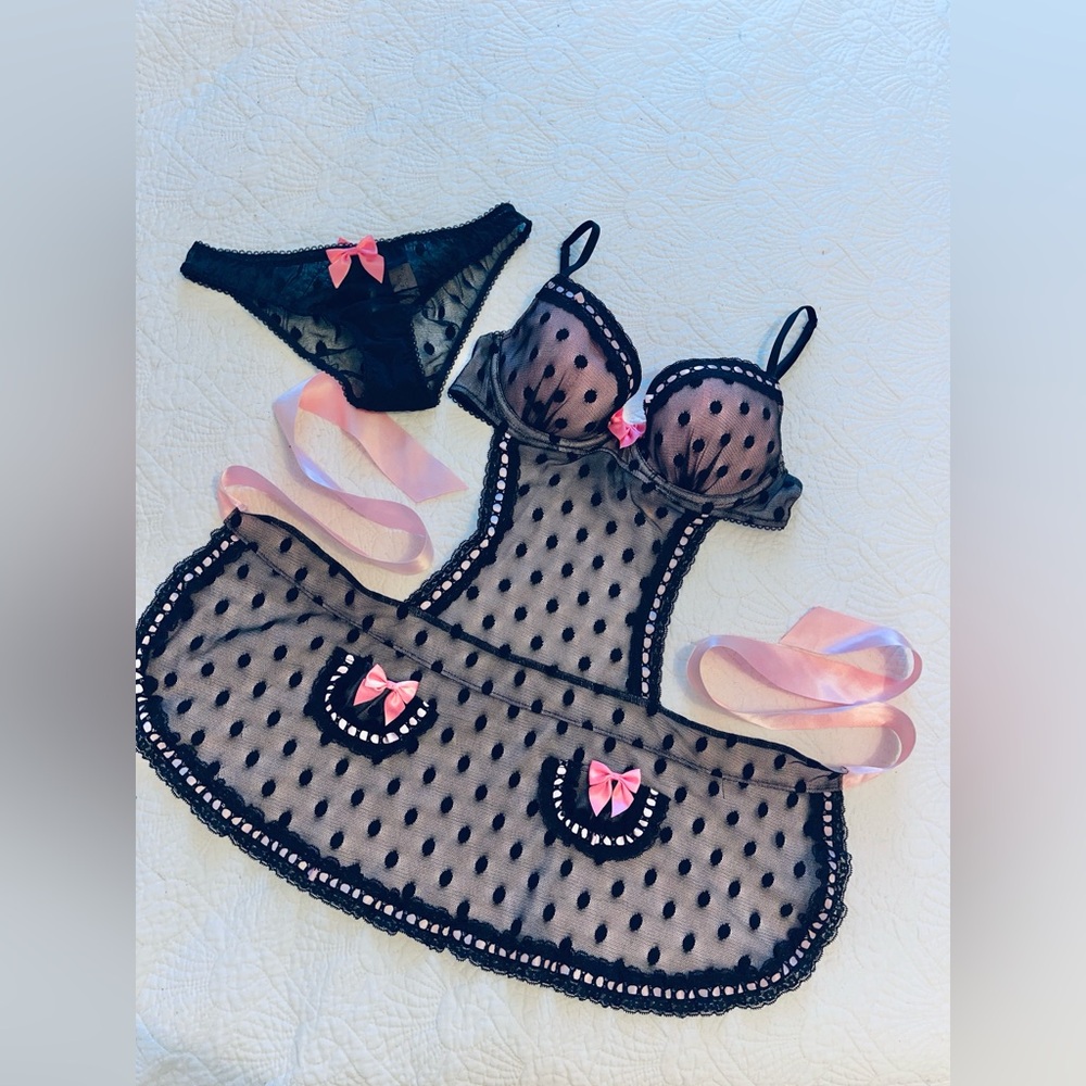 Victoria’s Secret Sexy Little Things  2 Pc Apron French Stripe Panty Set